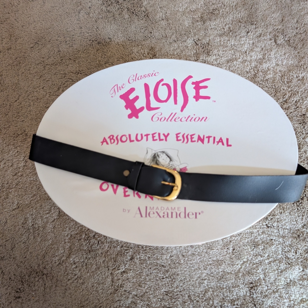 Madame Alexander Eloise Black Leather Belt with Gold Buckle